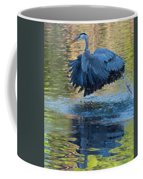 Heron's Splashy Takeoff - Mug