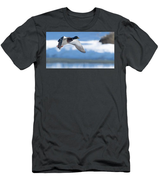 Mallard Flying In Winter - T-Shirt