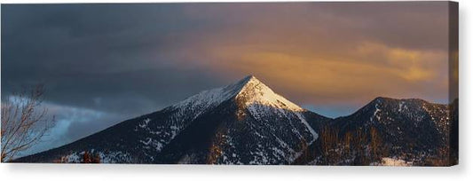 Panoramic View Of Dawn Clouds Over Mountain - Canvas Print