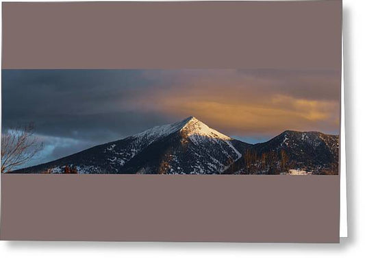 Panoramic View Of Dawn Clouds Over Mountain - Greeting Card