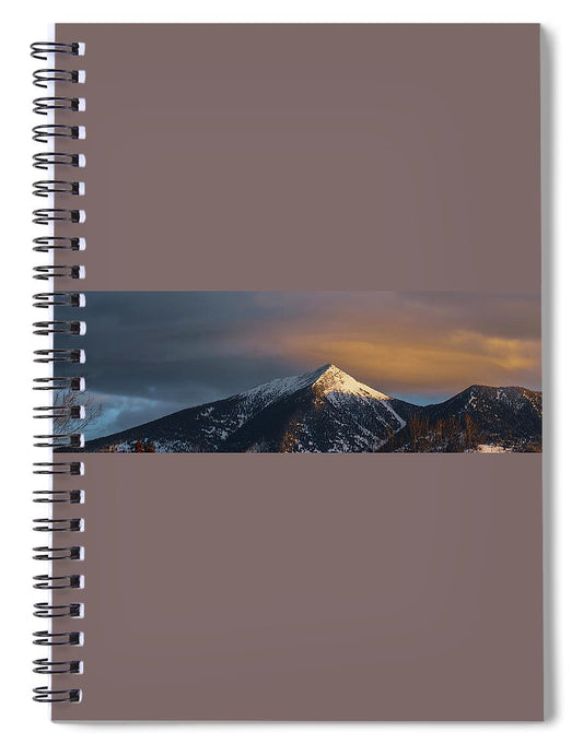 Panoramic View Of Dawn Clouds Over Mountain - Spiral Notebook