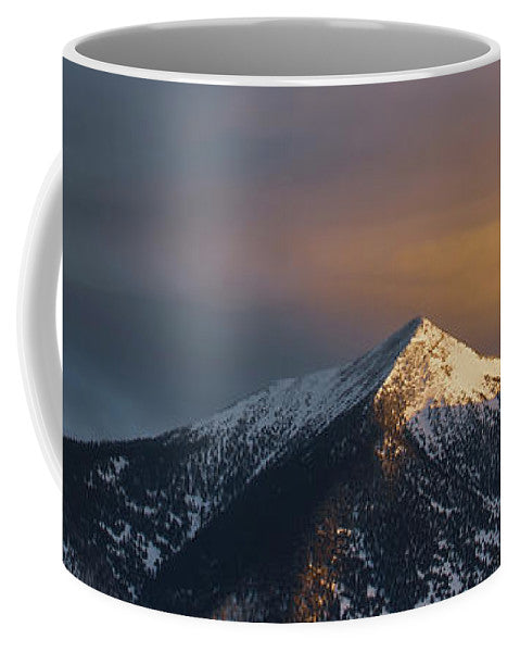 Panoramic View Of Dawn Clouds Over Mountain - Mug