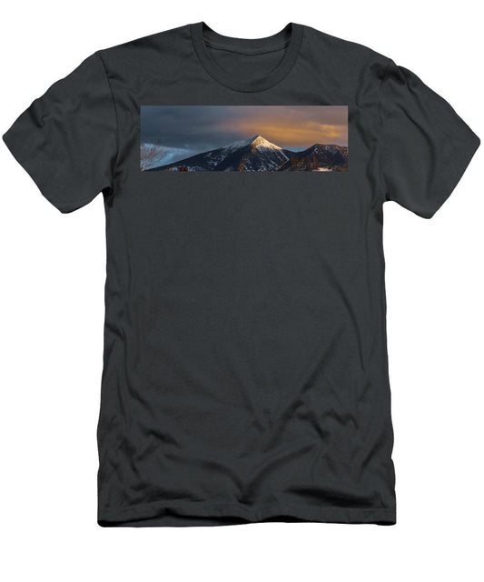 Panoramic View Of Dawn Clouds Over Mountain - T-Shirt