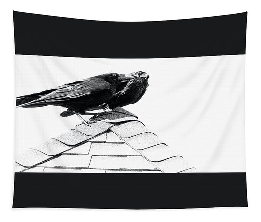 Raven Pair On Roof - Tapestry