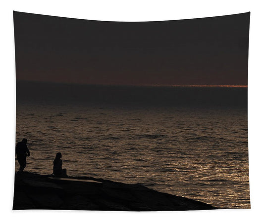Two People On Beach At Dawn  - Tapestry